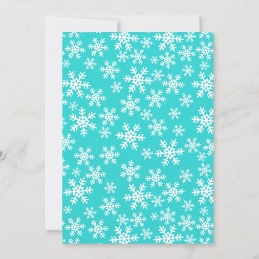 ピンクティール（緑がかった色）カップケーキスノーフレーク誕生日ガールフォト 招待状 (裏面)