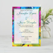 ピンクティール(緑がかった色)ガーベラデイジーフラワーズ結婚式招待状 招待状 (スタンド正面)