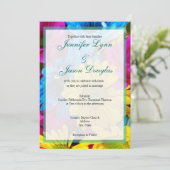 ピンクティール（緑がかった色）ガーベラデイジーフラワーズ結婚式招待状 招待状 (スタンド正面)