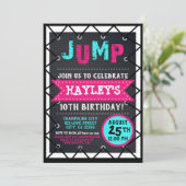 ピンクティール(緑がかった色)ガールズジャンプ&ト遊ランポリンパークバウンス 招待状 (スタンド正面)