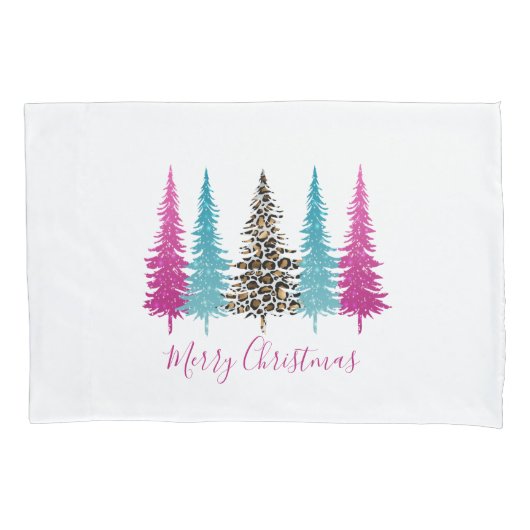 ピンクティール（緑がかった色）グラムクリスマス 枕カバー (正面)