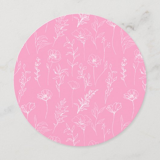 ピンクティール(緑がかった色)グリーンフローラレトロラウンドメニューカードプレート メニュー (裏面)