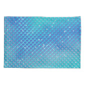 ピンクティール(緑がかった色)シー海シェルマーメイドモノグラム10代の 枕カバー (裏面)