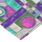 ピンクティール(緑がかった色)ステンドグラス ショートテーブルランナー (コーナー)