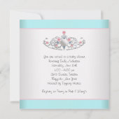 ピンクティール（緑がかった色）ティアラプリンセスベビーガールシャワー 招待状 (裏面)