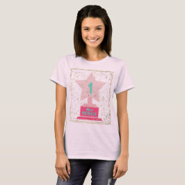 ピンクティール(緑がかった色)トロフィーガーリーモダン新学期恋しく思 Tシャツ