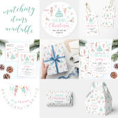 ピンクティール（緑がかった色）パステルナツクラッカーメリークリスマスラベル ギフトタグ