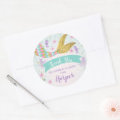 ピンクティール(緑がかった色)パープルマーメイド誕生日フェイスシール ラウンドシール (封筒)