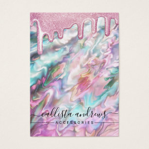 ピンクティール（緑がかった色）パールオパールグリッタードリップスイヤリングディスプレイ