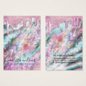 ピンクティール（緑がかった色）パールオパールグリッタードリップスイヤリングディスプレイ (正面&裏面)