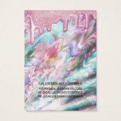 ピンクティール（緑がかった色）パールオパールグリッタードリップスイヤリングディスプレイ (裏面)