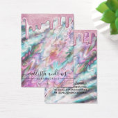 ピンクティール（緑がかった色）パールオパールグリッタードリップスイヤリングディスプレイ (デスク)