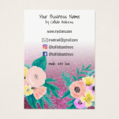 ピンクティール(緑がかった色)フローラグリッターロゴキーチェーンディスプレイ (裏面)