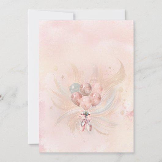 ピンクティール（緑がかった色）フローラブロンドバレリーナガール誕生日 招待状 (裏面)