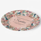 ピンクティール（緑がかった色）フローラ卒業祝い ペーパープレート (アングル)