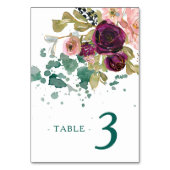 ピンクティール(緑がかった色)ブルゴーニュ結婚フローラ テーブルナンバー (裏面)