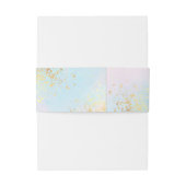 ピンクティール(緑がかった色)ブルーウォーター金ゴールド名結婚日付 招待状ベリーバンド (裏面例)