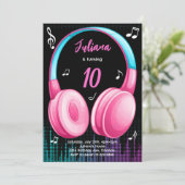 ピンクティール(緑がかった色)ミュージカル誕生日招待状 招待状 (スタンド正面)