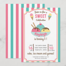 ピンクティール（緑がかった色）レトロアイスクリームキッズバースデーパーティー