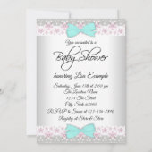 ピンクティール(緑がかった色)ヴィンテージベビーガールシャワー招待状 招待状 (裏面)