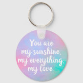 ピンクティール(緑がかった色)名前をカスタムするソフトフェージング色の水色 キーホルダー (裏面)