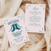 ピンクティール（緑がかった色）女性のカーボーイバチェロレッテソーシャルクラブ 招待状