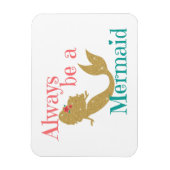 ピンクティール（緑がかった色）常に金ゴールドグリッターとマーメイド マグネット (縦)