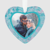 ピンクティール(緑がかった色)抽象芸術アートバレンタイン写真テンプレート オーナメント (正面)