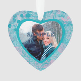 ピンクティール（緑がかった色）抽象芸術アートバレンタイン写真テンプレート オーナメント