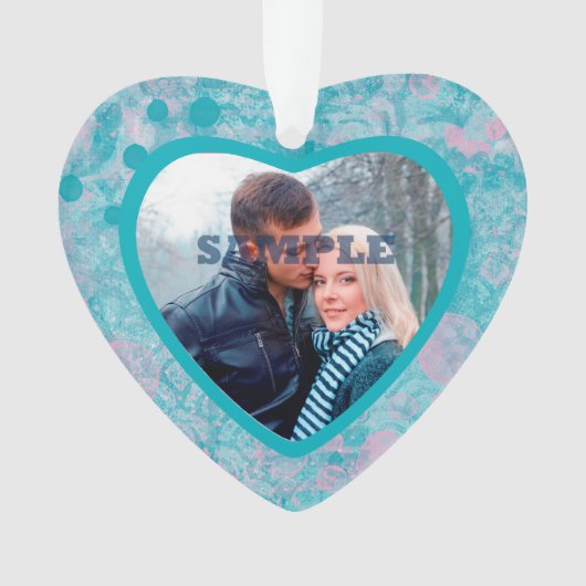 ピンクティール（緑がかった色）抽象芸術アートバレンタイン写真テンプレート オーナメント (正面)