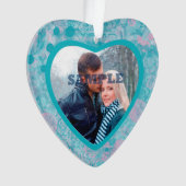 ピンクティール(緑がかった色)抽象芸術アートバレンタイン写真テンプレート オーナメント (正面)