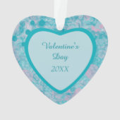 ピンクティール(緑がかった色)抽象芸術アートバレンタイン写真テンプレート オーナメント (裏面)