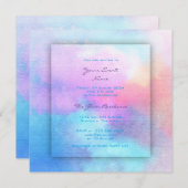 ピンクティール（緑がかった色）水中競技ティファニーピンク海水色 招待状 (正面/裏面)