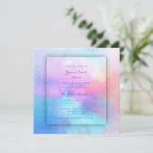 ピンクティール（緑がかった色）水中競技ティファニーピンク海水色 招待状 (スタンド正面)