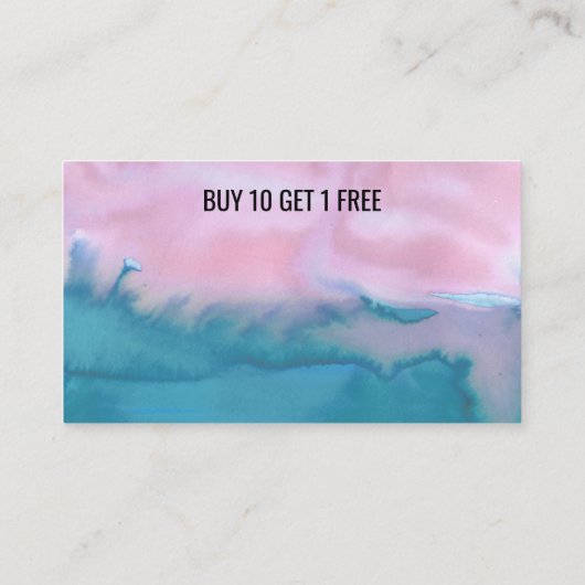 ピンクティール(緑がかった色)水彩抽象芸術10 ロイヤリティカード (裏面)