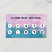 ピンクティール（緑がかった色）水彩抽象芸術10 ロイヤリティカード (正面)