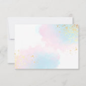 ピンクティール(緑がかった色)水彩金ゴールド紙吹雪結婚ズ サンキューカード (裏面)