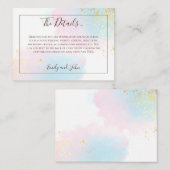 ピンクティール(緑がかった色)水彩金ゴールド紙吹雪結婚詳細 エンクロージャーカード (正面/裏面)