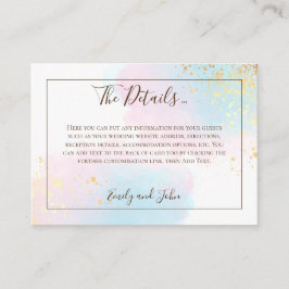 ピンクティール（緑がかった色）水彩金ゴールド紙吹雪結婚詳細 エンクロージャーカード