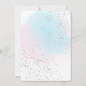 ピンクティール（緑がかった色）水彩銀色結婚紙吹雪 招待状 (裏面)