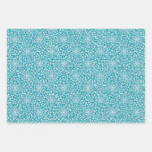 ピンクティール（緑がかった色）水玉模様スノーフレークスクリスマス ラッピングペーパーシート (正面2)