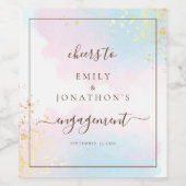 ピンクティール（緑がかった色）水色名応援婚約 ワインラベル (シングルラベル)