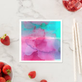 ピンクティール(緑がかった色)紫グラデーション水色 スタンダードカクテルナプキン (インサイチュ)