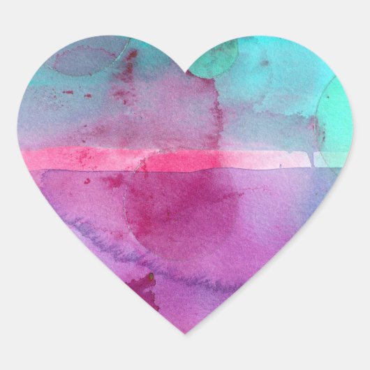 ピンクティール(緑がかった色)紫グラデーション水色 ハートシール (正面)