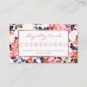 ピンクティール（緑がかった色）紫サンゴ金ゴールド水玉模様フローラ ロイヤリティカード (正面)