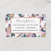 ピンクティール（緑がかった色）紫金ゴールド水玉模様フローラ ロイヤリティカード (裏面)