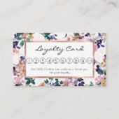 ピンクティール（緑がかった色）紫金ゴールド水玉模様フローラ ロイヤリティカード (正面)