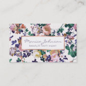 ピンクティール（緑がかった色）紫金ゴールド水玉模様フローラ 名刺 (正面)