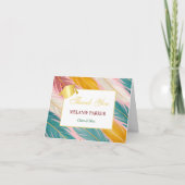 ピンクティール(緑がかった色)金ゴールド大学卒業 サンキューカード (正面)