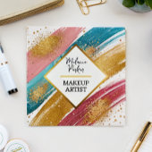 ピンクティール（緑がかった色）金ゴールド絵を描グリッターメイク スクエア名刺